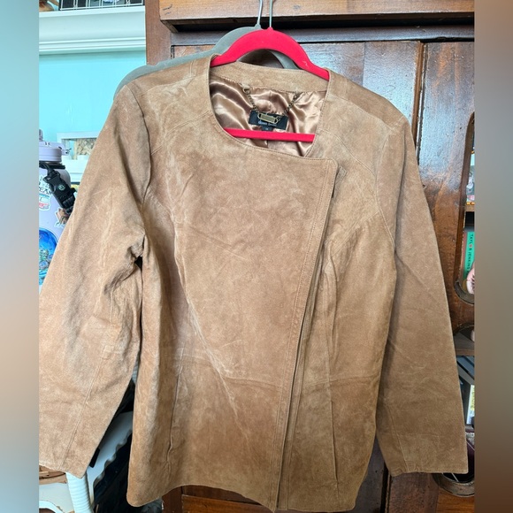 Dennis Basso Jackets & Blazers - vintage Dennis Basso genuine leather suede Motorcycle jacket XL